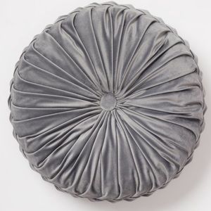 Grey/Silver Velvet Circle Throw Pillow